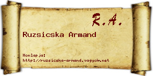 Ruzsicska Armand névjegykártya